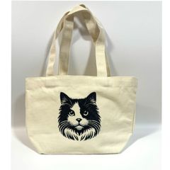 はちわれ猫の刺しゅうトートバッグ（小）
