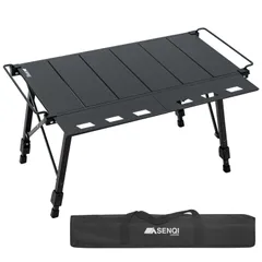 新商品 IGTテーブル 折りたたみ アウトドアテーブル 携帯便利 キャンプテーブル 高さ調整可能 6+2枚パネルテーブル 両側拡張可能 SENQI マルチキッチンテーブル 掛けレバー付き バーベキュー 頑丈アルミ合金 収納ケース付きのサムネイル