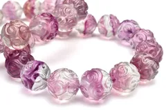 バイカラー グリーンパープルフローライト　14mm　マニ車 ブレスレット 1個売り  パワーストーン 天然石 _BG5492-3