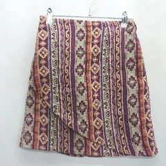 ◇ ⊂ mystic ミスティック 総柄 ミニ丈 タイト スカート サイズ1 オレンジ パープル レディース E  【1410100003600】