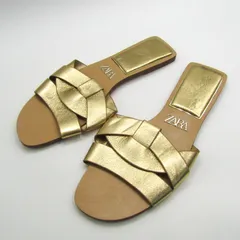ザラ サンダル ベルト フラット 靴 レディース 36サイズ ゴールド系 ZARA 【中古】