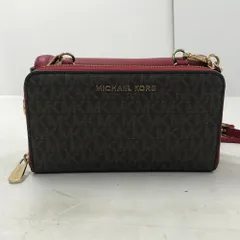 02w14895 マイケルコース Michael Kors  モノグラム チェーン ショルダーバッグ ウォレット  ブラウン  タイ製 レディース  長財布  【中古品】