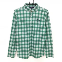 キャロウェイ 長袖ポロシャツ グリーン×白 チェック柄 ロゴ刺しゅう  メンズ M ゴルフウェア Callaway