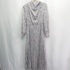 ◇ ⊂ NATURAL BEAUTY BASIC 総柄 長袖 ロング丈 ワンピース サイズS グレージュ系 ブラック レディース E  【1503050026260】