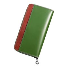 【新品未開封】財布 メンズ 栃木レザー 長財布 日本製 本革 大容量 YKKファスナー 縦型カード収納 一流の財布職人が作る カードたくさん入る ウォレット ギフトボックス 美しいパッケージと 贈り物に最適 (グリーン＋ブラウン) LL7180PSLLB