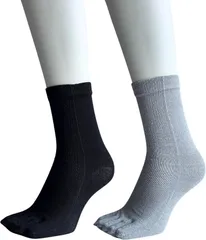 モードセレクト 5本指ソックス メンズ シルク混 薄手 夏５本指靴下メンズ 絹混 重ね履き かかとなし２足セット黒とグレー A43(ブラック/グレー,  23.0-27.0 cm)