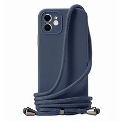 Midnight Blue_iPhone12mini Handodo 対応: Apple iPhone 12 mini ケース - iPhone 12 mini カバー ネック ショルダー ストラップ付き スマホ シリコン カバー 紐付き 斜めがけ, 織りスト