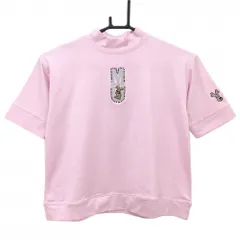 【美品】MUスポーツ 半袖ハイネックシャツ ピンク 胸刺しゅう ショート丈 レディース  ゴルフウェア M・U SPORTS