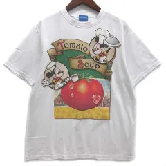 東京ディズニーリゾート Tokyo Disney Resort ミッキーマウス トマトスープ Tシャツ 半袖 ホワイト 白 L 美品