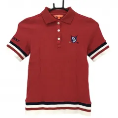 ★SALE価格★【美品】ビームスゴルフ 半袖ポロシャツ レッド×白×ネイビー ワッフル地 袖口ボーダー レディース S ゴルフウェア BEAMS GOLF