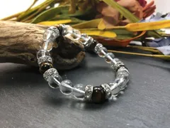 パワーストーン ブレスレット タイガーアイ&水晶 (シルバー) 8mm レディース  ●