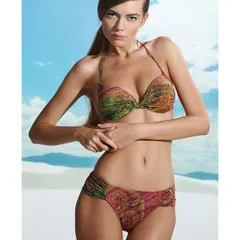 新品・未使用 インポート水着 イタリア インポート 水着/ブランド水着 PRELUDE YF8 高級スワロフスキークリスタル付モロッコ柄（ペイズリー柄）プッシュアップ水着ビキニ ブルー系 ピンク系