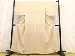 平和屋着物■付下げ　色無地　花青海波地紋　鳥の子色　正絹　逸品　BAAR5353wb