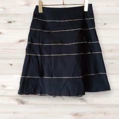 A0913 ポールカ PAULE KA ひざ丈スカート (36) 黒 ボーダー 総柄