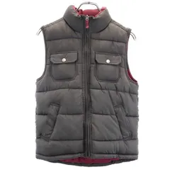 ギャップ リバーシブル ボーダー柄 中綿ベスト 150 ブラウン／えんじ GAP Kids キッズ 【中古】  【230118】