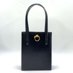 Cartier パンテール  ヒョウ柄 レザー ブラック ハンドバッグ ゴールド