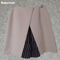 Rubyrivet ベージュ フレアスカート ひざ丈 ストライプ Mサイズ