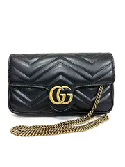 【中古】【美品】GUCCI　グッチ　ショルダーバッグ　ブラック　〔GGマーモント〕ミニバッグ　定価¥ 275,000 (税込)　751526＿s17＿セルモアから出品＿s-0004-r17