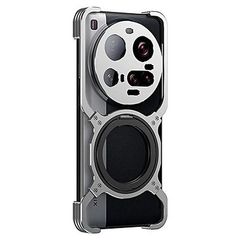 Xiaomi 15 Ultra ケース - 金属バンパー 磁気リングスタンド シルバー