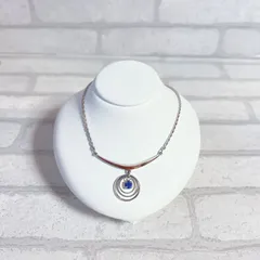 ネックレス　silver　シルバー　ブルー石　青石　ラウンド　丸　アンティーク　ヴィンテージ　EL-0080