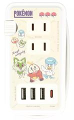 [중고] 가전 공급 나오하&뜨아거&꾸왁스 USB/USB Type-C 부착 AC 탭 [포켓몬스터]