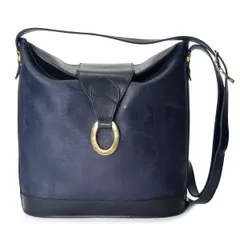 OLD Dior オーバルロゴ金具トロッター柄ショルダーバッグ（濃紺）