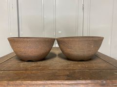 盆栽鉢　丸鉢　鳥泥　2点セット　小品盆栽　観葉植物　多肉植物　山野草　花　雑木　寄せ植え　松盆栽　盆栽　ガーデニング　鉢　植木鉢
