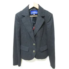 美品 BURBERRY BLUE LABEL バーバリーブルーレーベル 裏地パイピングノバチェック テーラードジャケット ブレザー 38 チャコールグレー レディース 古着 中古 USED