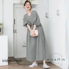 ワンピース レディース 春 夏 ロングワンピース 半袖 五分袖 チェック柄 Vネック パフスリーブ ボリューム Aラインワンピース ギャザー フ