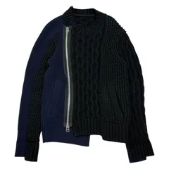 鷹*様 sacai ライダースニット 3 中古・古着通販】sacai (サカイ) ドッキングライダースニット