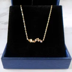 n016【サービス品】ハート　小粒ダイヤ　横並び　可愛い　ゴールド　ネックレス