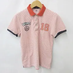 ティーケーミクスパイス タケオキクチ THE SHOP TK MIXPICE ゴルフ GOLF ポロシャツ 半袖 ロゴ ワッペン ボーダー 赤 白 紺 レッド ホワイト ネイビー XL