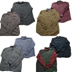 古着卸 まとめ売り トミーヒルフィガー 長袖シャツ 8枚セット (メンズ 2XL /3XL ) ストライプ ギンガム ボタンダウン 中古 古着 MZ5219