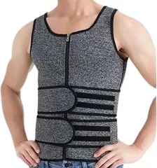 Tochi Wish サウナスーツ 筋トレ トレーニングウェア コルセット タンクトップ スポーツウェア 腹筋 トレーニングベルト サウナベスト(グレー,  M)