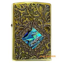 ZIPPO レトロ＆モダン 柄違い 両面加工 シェル 貝貼り ジッポー オイルライター