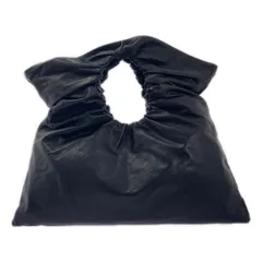 【美品】  Y's / ワイズヨウジヤマモト | 牛革 カウレザー 異素材 切替 ギャザー クラッチ ハンドバッグ | ブラック | レディース