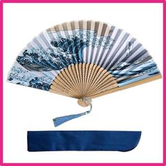 a1 [YINKE] シルク扇子 メンズ・レディース 軽快竹骨 高級シルク 竹製工芸品扇 和風扇子 おしゃれ 紳士用 和装小物 (a1)