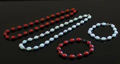 蔵出し未使用新品！チェコ・ボヘミアンビーズ　「Lady bird」（てんとう虫）　ネックレス＆ブレスセット