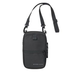 サンワダイレクト スマホポーチ ショルダー ベルト通し付き スマホ 6.5インチ対応 カラビナ/ベルト付き ブラック 200-BAG202BK