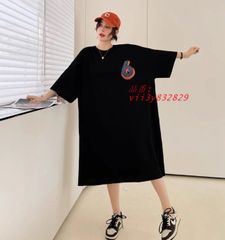 Tシャツワンピース 半袖 ロング ミモレ丈 大きいサイズ 3L 夏 ワンピース 黒 レディース 春夏 オーバーサイズ 5L 4L ゆったり プリントTシャツ  vii3y832829