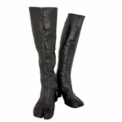 マルタンマルジェラ Martin Margiela 90s 初期 MADE IN ITALY サイドジップ ヒール足袋 シボ革ロングブーツ ヒール80mm レディース EUR：38 のサムネイル