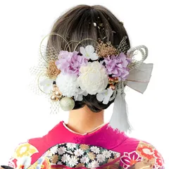 『特価』 和装 ヘッドドレス ドライフラワー 振袖 袴 タッセル 着物 ３色展開 水引 金箔 リボン 造花 ゴールド ナチュラル 謝恩会 浴衣 成人式 卒業式 バドフラワー 結婚式 髪飾り 七五三 アクセサリー [YTCYKJ] 花火大会