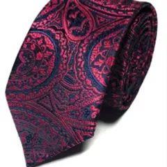 メンズネクタイ ネクタイ　ペイズリー柄　ネイビー　レッド　ビジネス　結婚式　発表会　パーティー　イベント　卒業式　卒園式　入学式　入社式　ダンスパーティー　バーテンダー　ワイシャツ　スーツ　小物　格安　成人式　父の日　七五三祝い