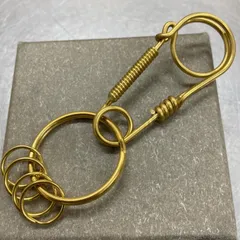 真鍮製 デザインカラビナキーフック　キーホルダー キーリング付き