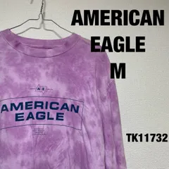 AMERICAN EAGLE Tシャツ 長袖 M ピンク タイダイ柄 ロンT ビッグロゴ スタンダードフィット アメリカンイーグル RN54485 古着 TK11732