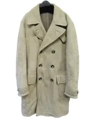 美品 トムフォード TOM FORD ラム ムートンコート ジャケット スエード ライトグレー ロング アウター サンドベージュ サイズ56のサムネイル