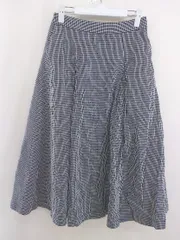 ◇ BEAMS HEART チェック ウエストゴム タック ロング フレア スカート ブラック ホワイト レディース  【中古】 【1206230005993】