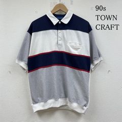 TOWNCRAFT タウンクラフト ポロシャツ 半袖 90s ヴィンテージ 青タグ 半袖 ポロシャツ レギュラータイプ 切り替え プルオーバー ボーダー ブロッキング 胸ポケット