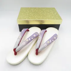 草履 東京浅草【金鷲】キンワシ印 刺繍鼻緒 Lサイズ オフホワイト 桜柄 24cm 日本製 未使用品