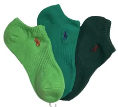 未使用 ポロ ラルフローレン ソックス レディース 23-25ｃｍ 靴下 3足セット 足底パイル アーチサポート ワンポイント刺繍 ショート丈 グリーン系 グリーン 緑　スニーカーソックス ナイガイ 紳士用 POLO RALPH LAUREN ポニー カジュア